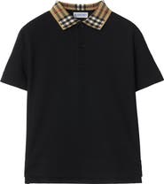 Burberry Check Collar Cotton Polo Shirt