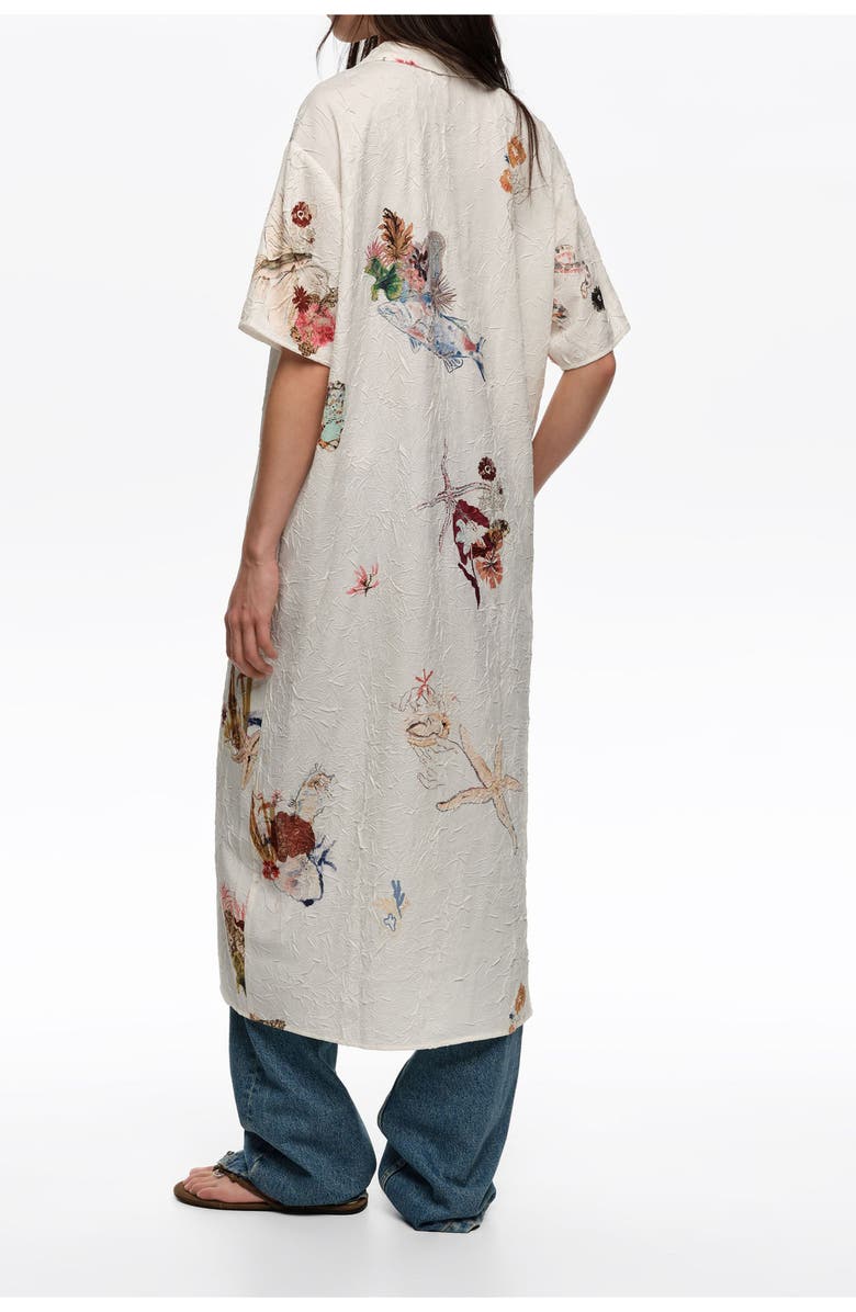 Bimba y Lola Off-White Seabed Wrinkled Fabric Shirt Dress, Alternate, color, Seabed Off White