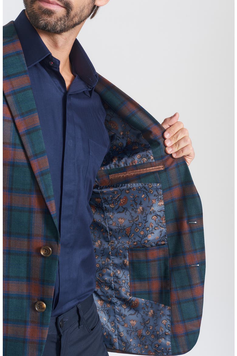Plaid Print Wool Blend Sport Coat, Alternate, color, BLUE