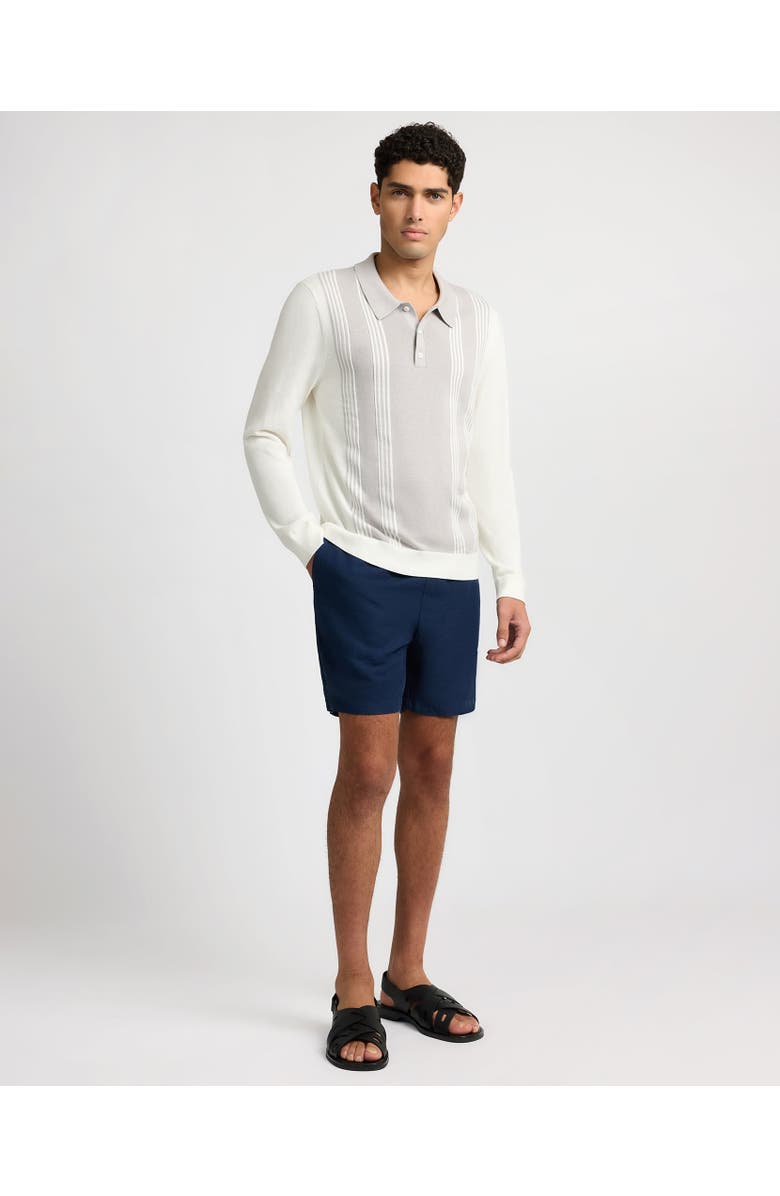 Onia Cotton Knit Long Sleeve Polo Sweatshirt, Alternate, color, Quiet Grey/Whte