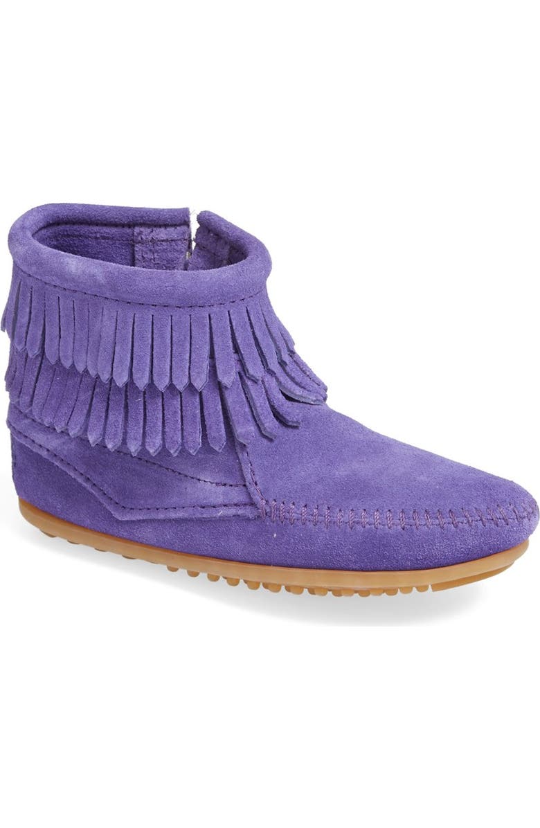 Minnetonka Double Fringe Moccasin, Main, color,