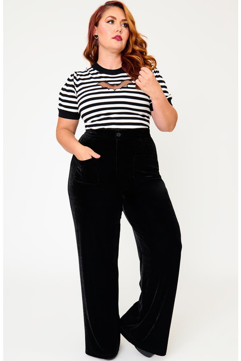 Plus Size 1960s Wide Leg Pants, Main, color, Black Solid