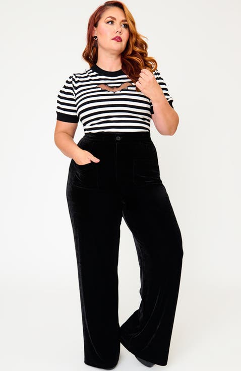 Plus Size 1960s Wide Leg Pants