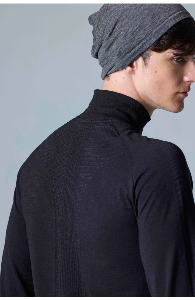 COZY ZERO Tech Merino Classic Fit Half Zip Long Sleeve Base Layer, Alternate, color, Black