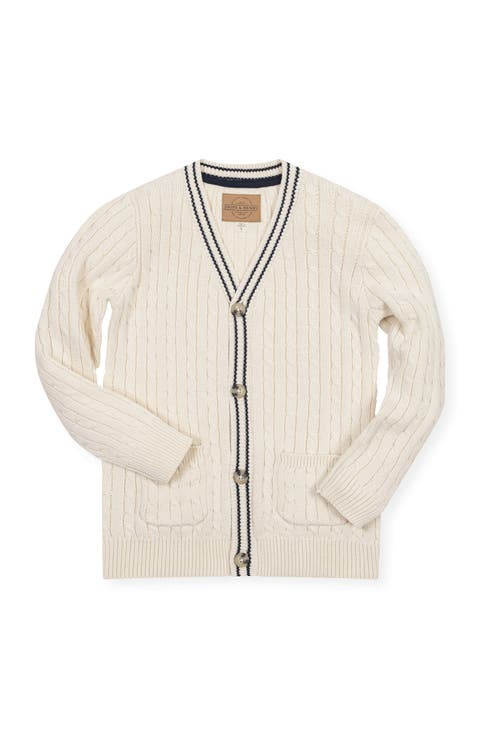 Kids' Organic Cable Cardigan Sweater with Tipping