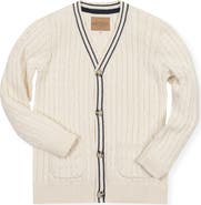 Hope & Henry Kids' Organic Cable Cardigan Sweater with Tipping