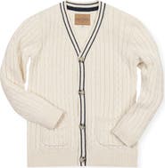 Hope & Henry Kids' Organic Cable Cardigan Sweater with Tipping