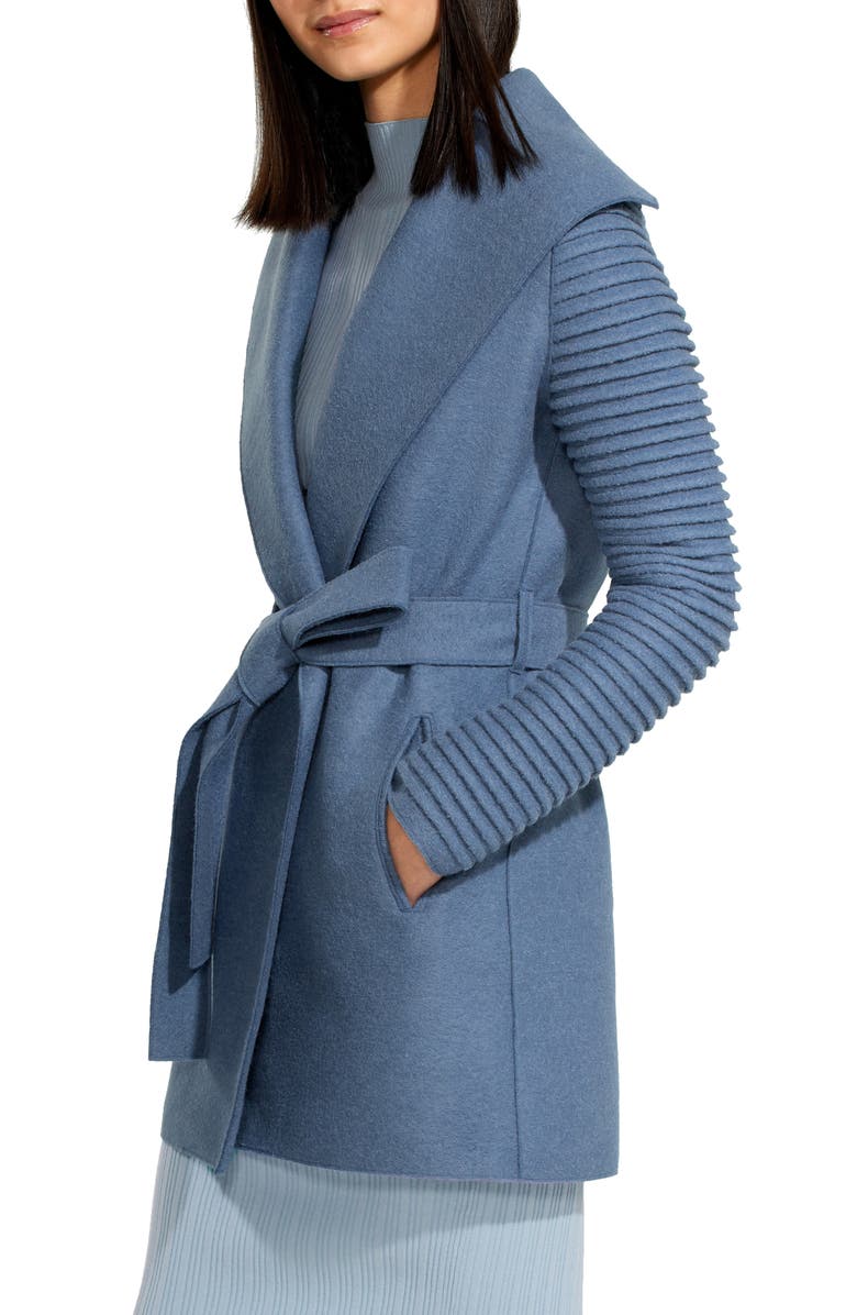 SENTALER Rib Sleeve Alpaca & Wool Wrap Coat, Alternate, color, Dusty Blue