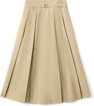 MANGO Belted Pleated A-Line Skirt