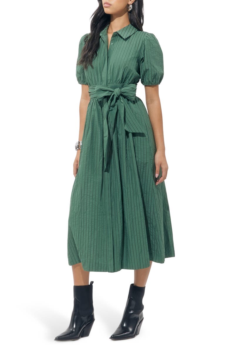 Adelyn Rae Traici Stripe Shirtdress, Alternate, color, Olive