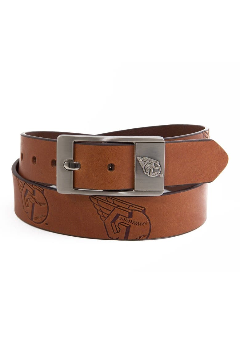 Cleveland Guardians Brandish Leather Belt, Main, color, Brown