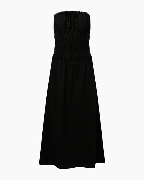 Onia Air Linen Smocked Maxi Dress In Black