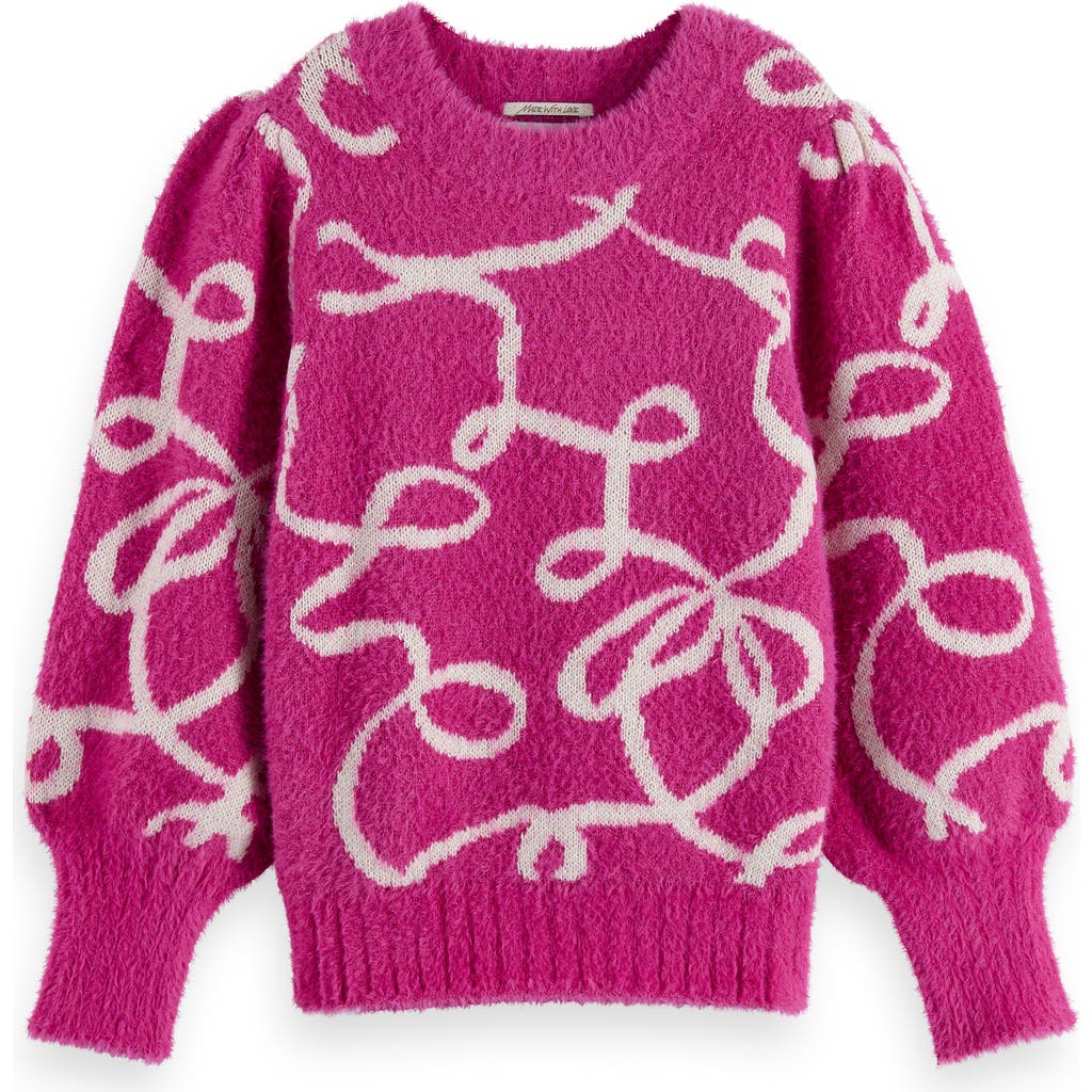 Scotch & Soda Kids' Jacquard Sweater In Pink