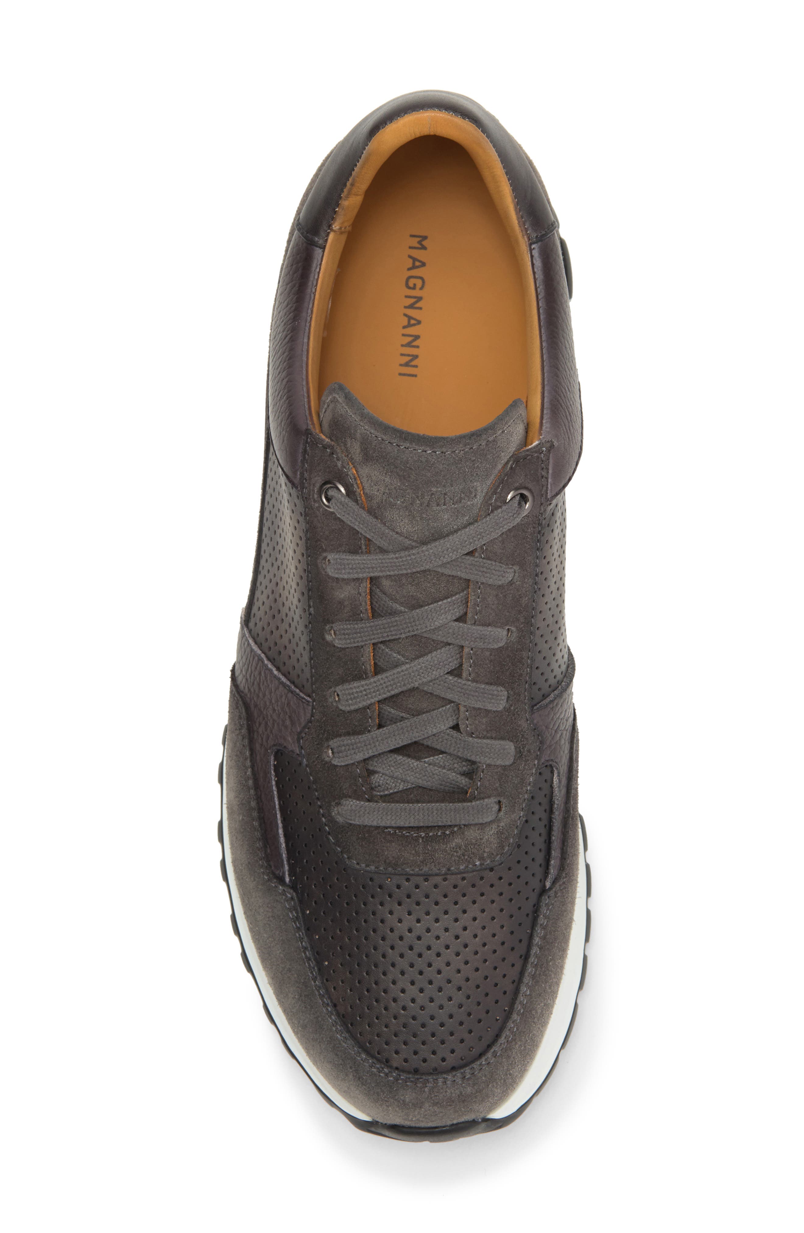 Magnanni Fado Perforated Sneaker, Alternate, color, Grey / Grey