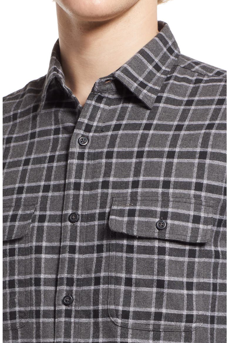 Flannel Button-Up Shirt, Alternate, color, GREY - BLACK GREGORY PLAID