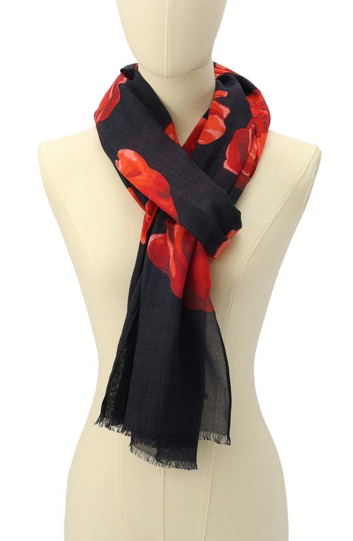 Kate Spade Women's Charming Rose Oblong Scarf In Planetary Navy
