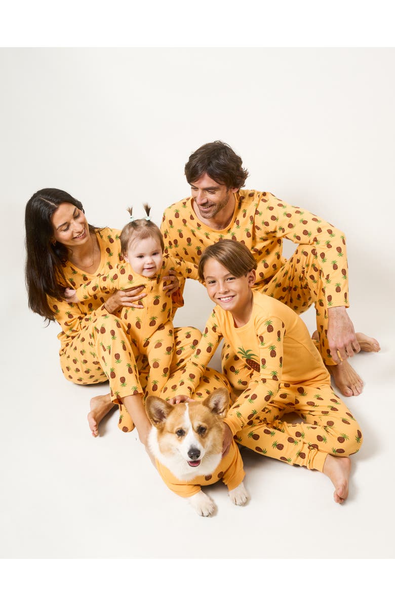 Leveret Footed Cotton Matching Family Pajamas, Nature & Water Prints, Alternate, color, Pineapple
