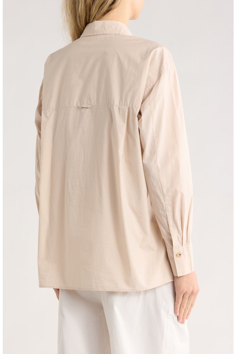 Cotton Button-Up Shirt, Alternate, color, COBBLESTONE