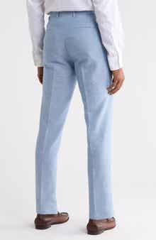 Hesten Flat Front Cotton & Linen Trousers