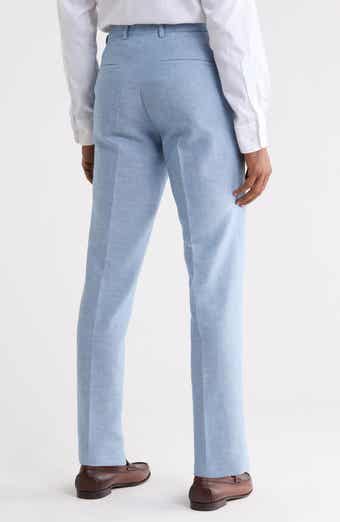 Hesten Flat Front Cotton & Linen Trousers