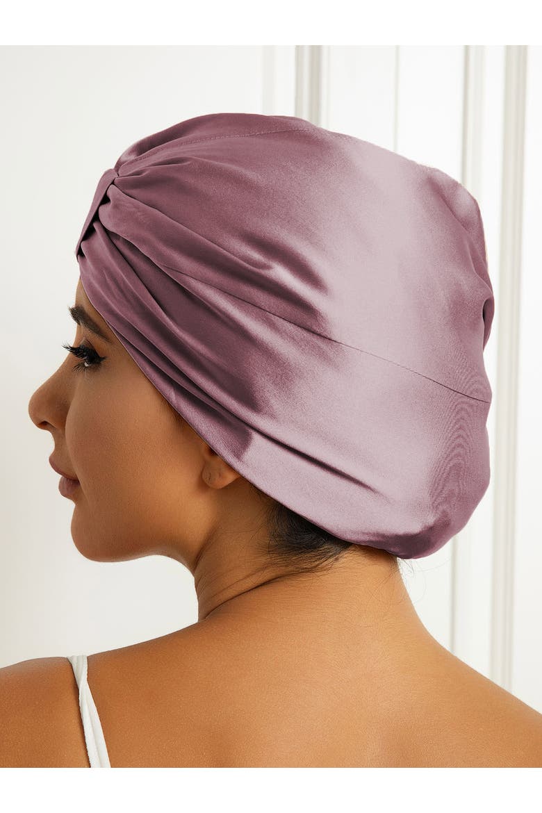 Pure Silk Double Layer Night Bonnet, Alternate, color, PaleMauve