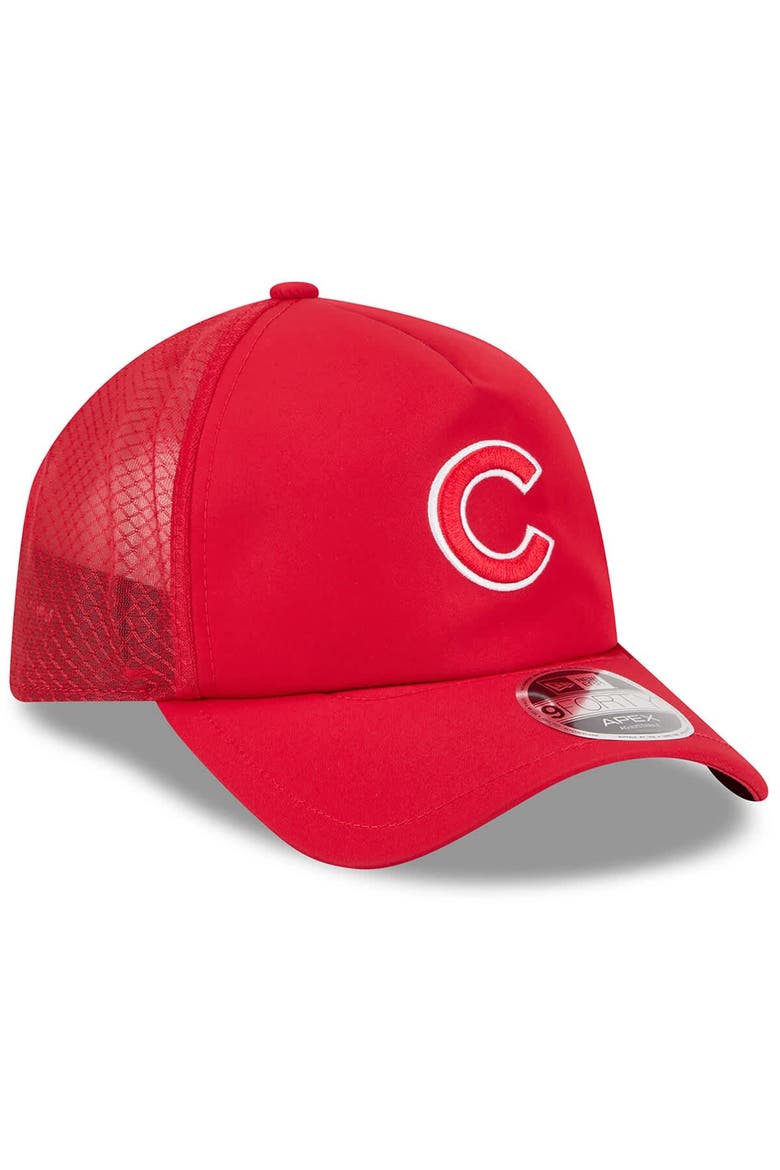 Men's New Era Red Chicago Cubs 2026 Batting Practice Apex 9FORTY Adjustable Trucker Hat, Alternate, color, Red