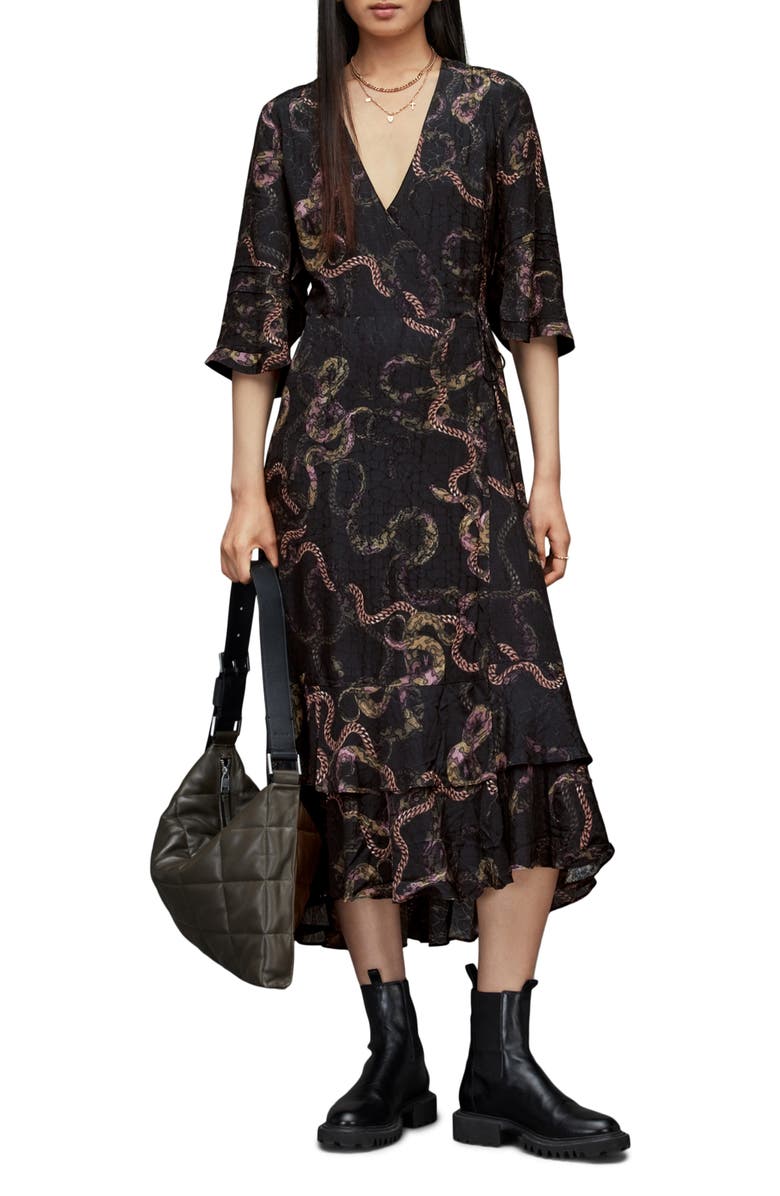 AllSaints Delana Tempest Wrap Dress, Alternate, color, 