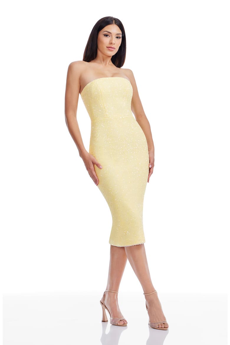 Viviana Sequin Strapless Sheath Dress, Alternate, color, PASTEL YELLOW
