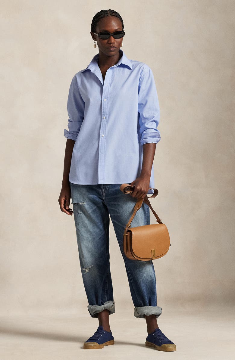 Polo Ralph Lauren Oversize Button-Up Shirt, Alternate, color, Classic Medium Blue