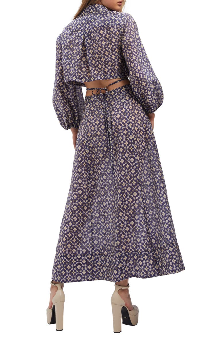 Bardot Arden Floral Tile Cutout Long Sleeve Maxi Dress, Alternate, color, 