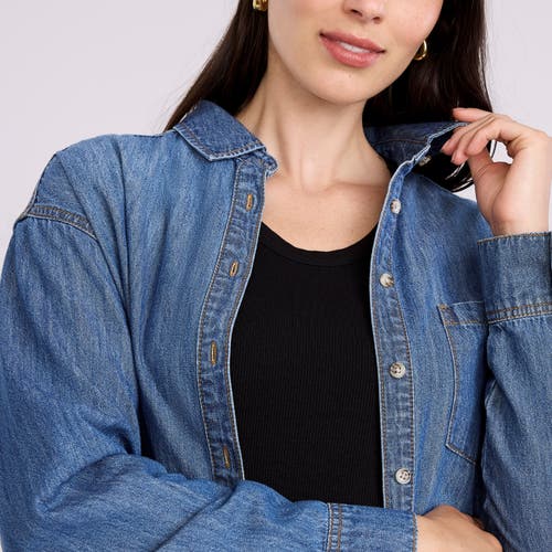 Motherhood Maternity Long Sleeve Button-up Denim Shirt In Blue