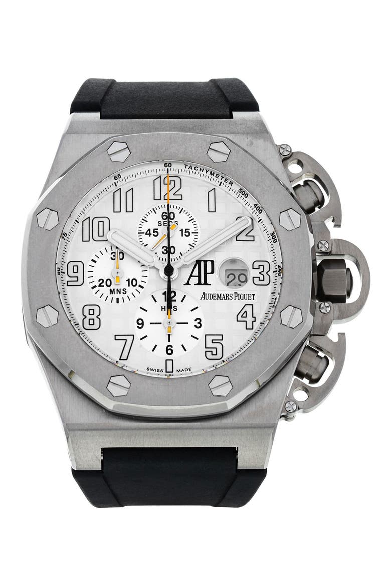Audemars Piguet Preowned 2006 Royal Oak Offshore 25863TI.00.A001CU.01 Rubber Strap Watch, 48mm, Main, color, BLACK / SILVER