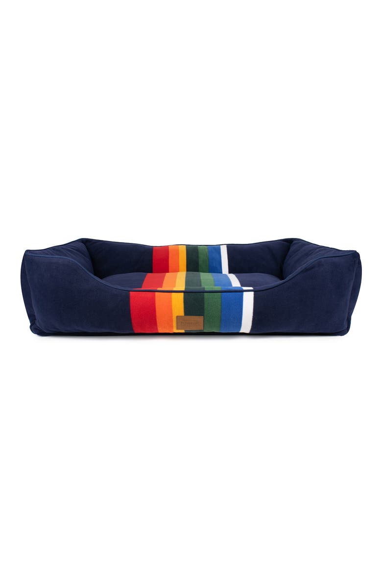 Fleece Kuddler Dog Bed, Main, color, CABIN STRIPE SHALE