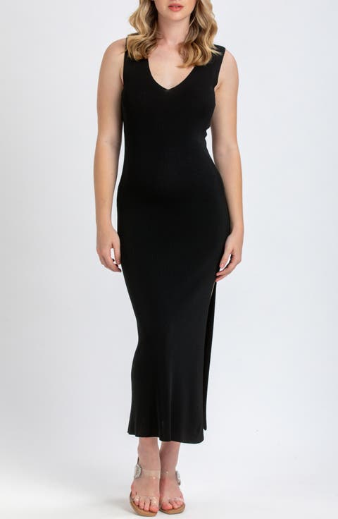 Rib Sleeveless Maternity Midi Sweater Dress
