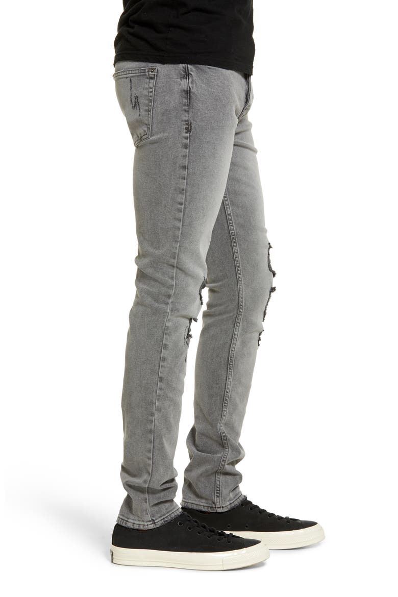 Chitch Prodigy Trashed Ripped Slim Fit Stretch Denim Jeans, Alternate, color, GREY