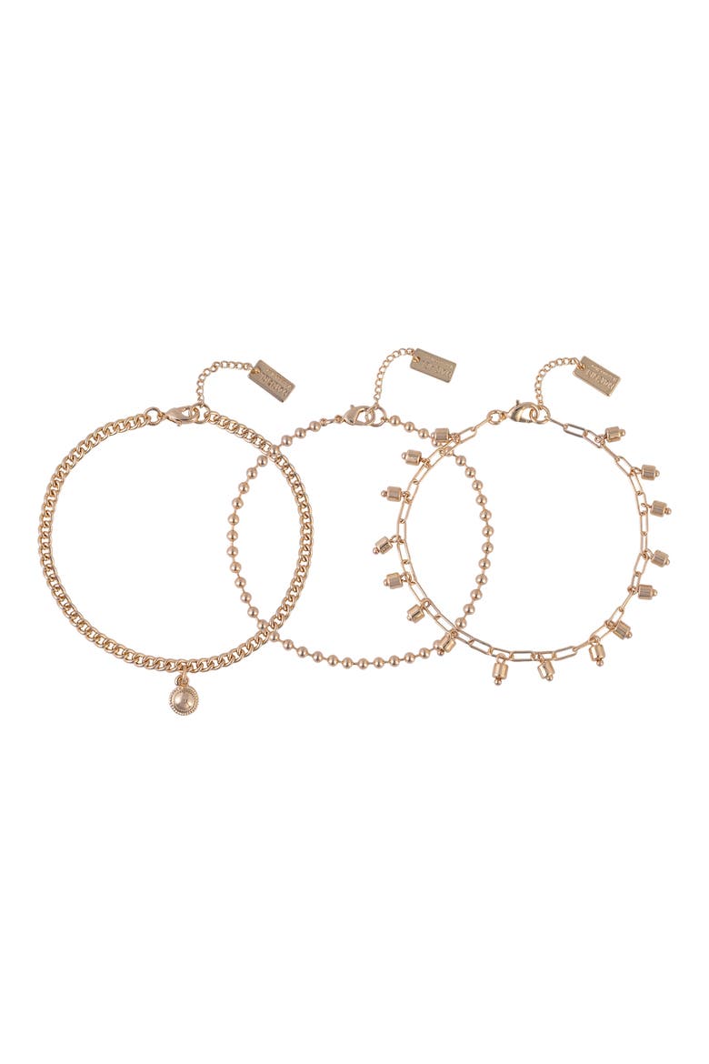 Set of 3 Assorted Chain Bracelets, Main, color, GOLD