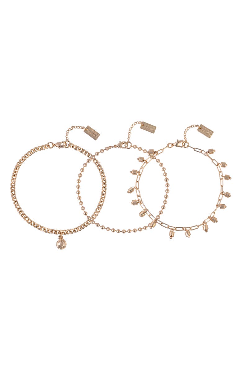 Rachel Roy Set of 3 Assorted Chain Bracelets, Main, color, Gold