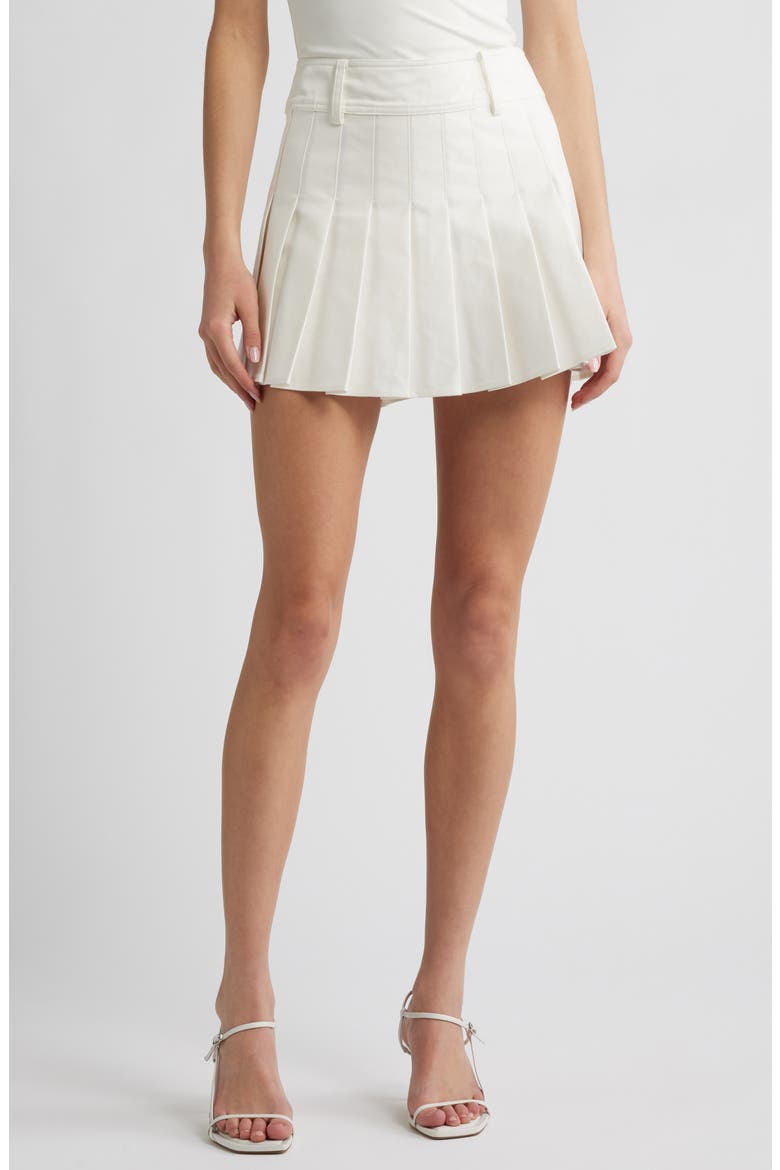 Sabine Pleated Cotton Twill Miniskirt, Main, color, SUMMER WHITE