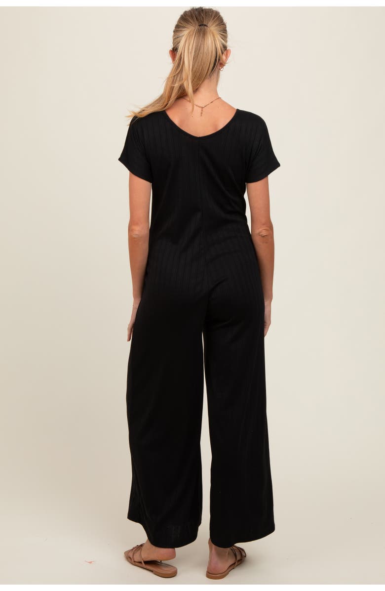 PinkBlush Ribbed Wide Leg Jumpsuit, Alternate, color, Black