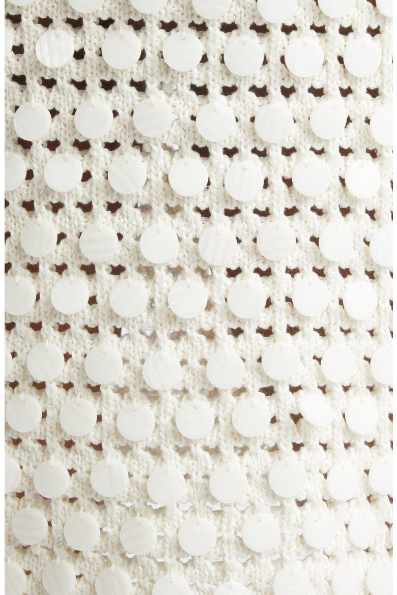 Lala Paillette Detail Open Stitch Cotton Minidress, Alternate, color, COCONUT
