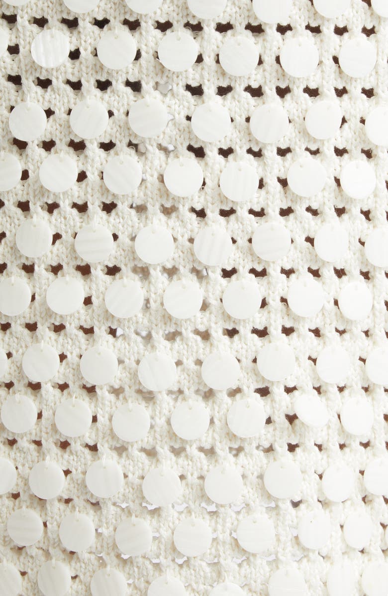 Toccin Lala Paillette Detail Open Stitch Cotton Minidress, Alternate, color, Coconut