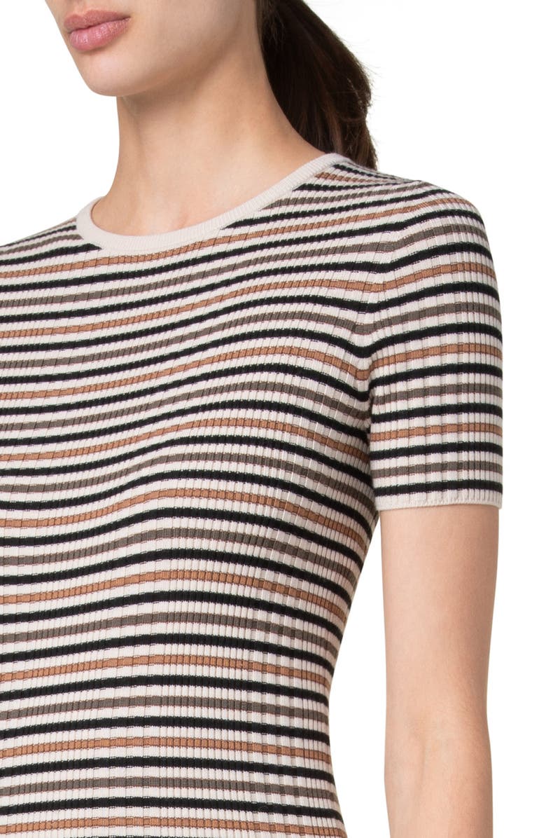 Akris punto Stripe Short Sleeve Wool Rib Sweater, Alternate, color, 