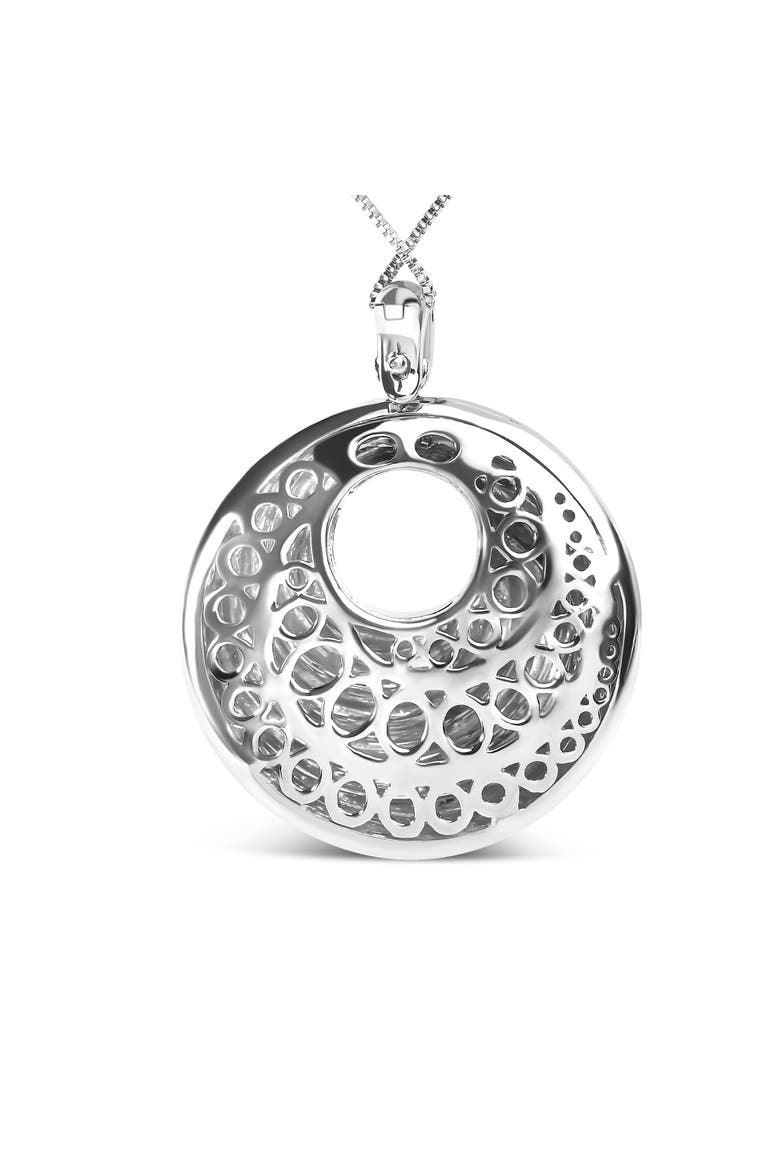 .925 Sterling Silver Endless Wave Swirl Statement Medallion Pendant Necklace, Alternate, color, White