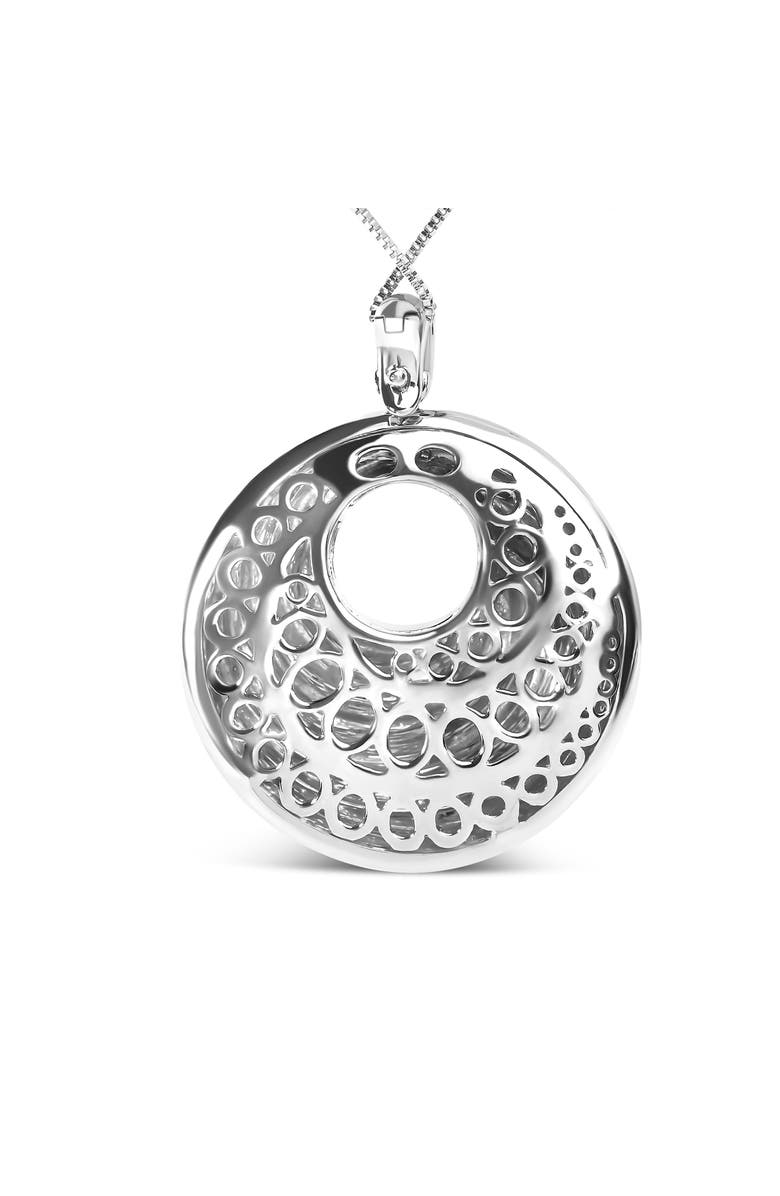 Haus of Brilliance .925 Sterling Silver Endless Wave Swirl Statement Medallion Pendant Necklace, Alternate, color, White