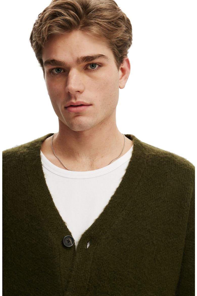 Men's Cropped Cardigan, Alternate, color, Khaki