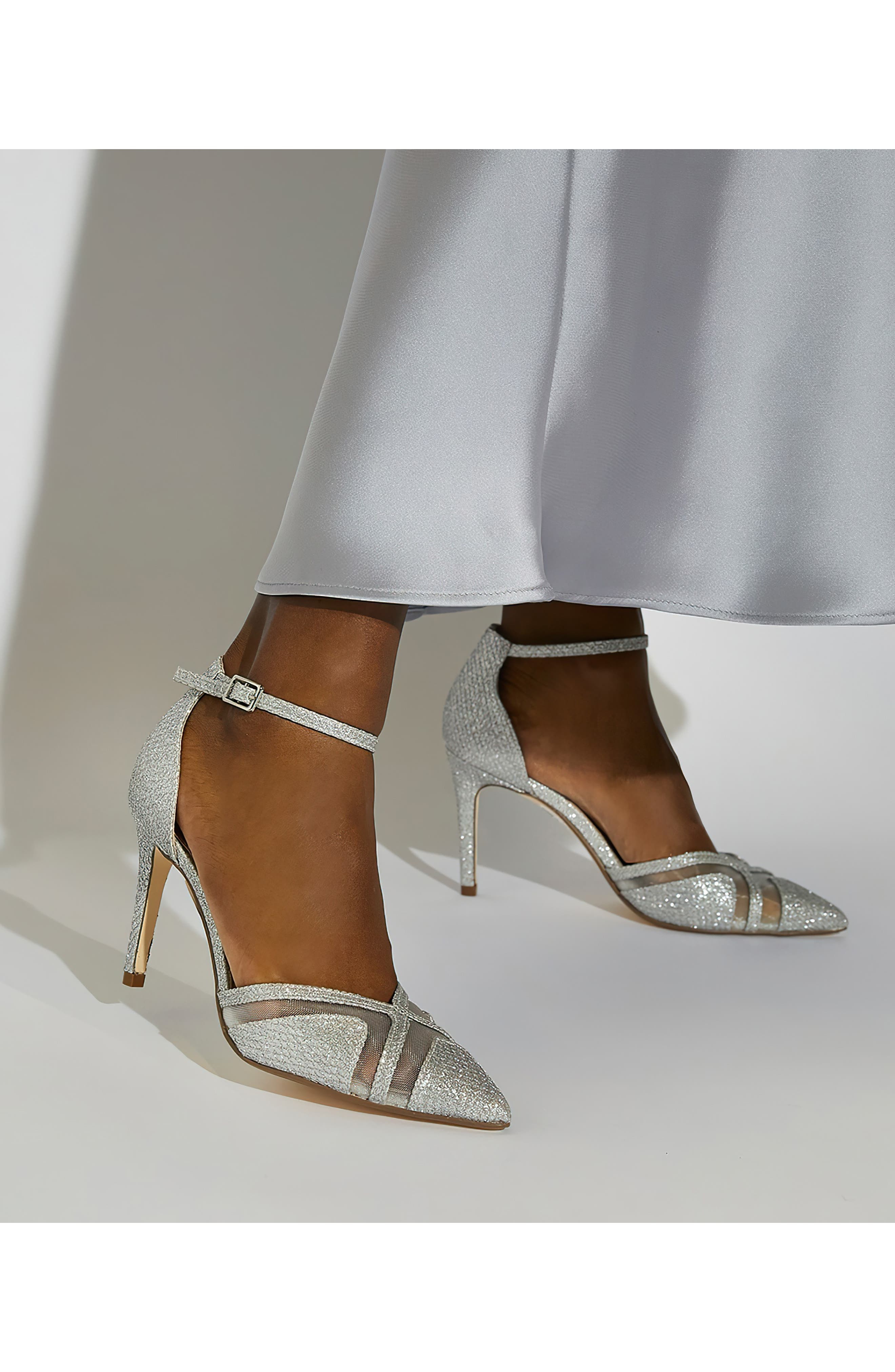Dune London Dianes Ankle Strap Pump, Alternate, color, Silver
