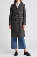 Sam Edelman Reefer Double Breasted Herringbone Tweed Coat