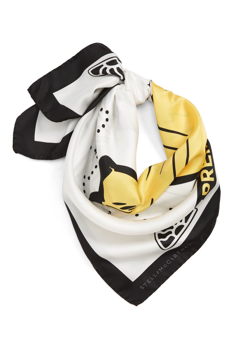 Banana Silk Bandana, Main, color, PURE WHITE