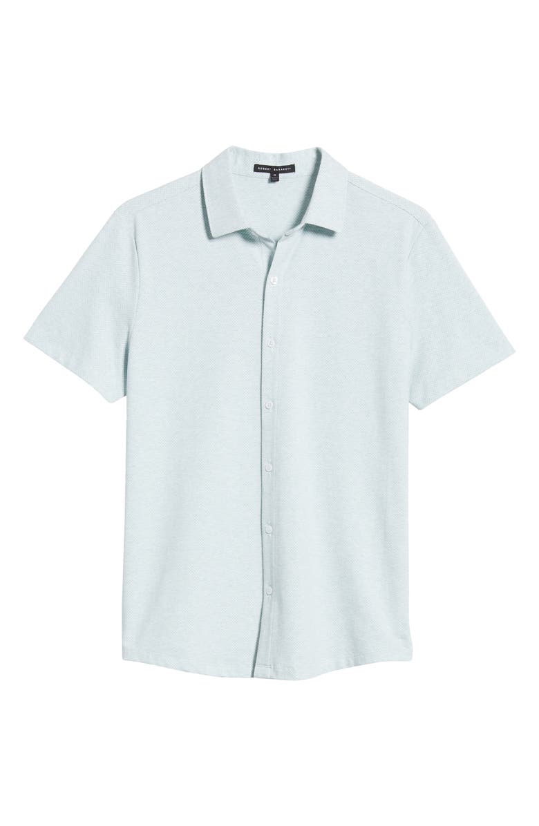Robert Barakett Keyes Slim Fit Microprint Short Sleeve Knit Button-Up Shirt, Alternate, color, Teal