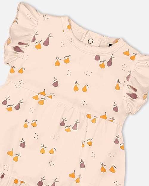 Deux Par Deux Baby Girl's Printed Organic Cotton Dress And Bloomer Set Peach With Pears In Peach With Pears Print